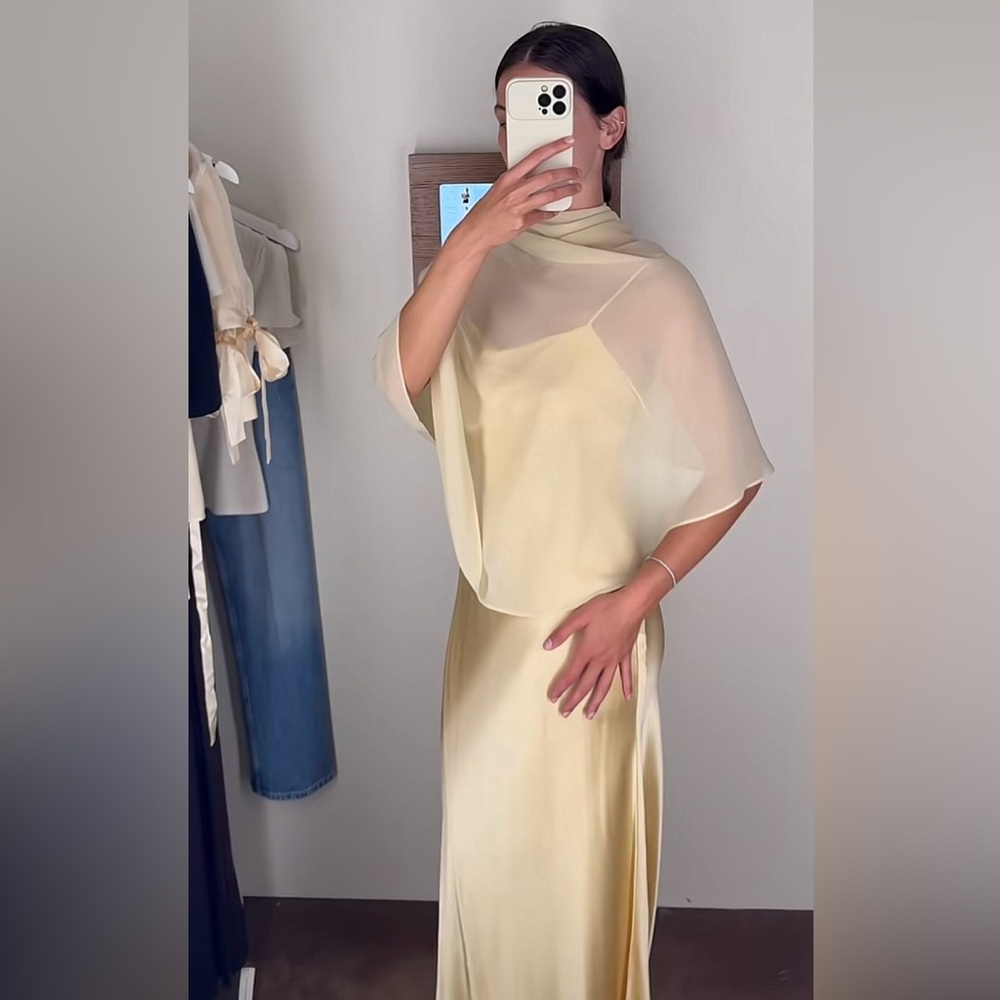 Reformation Lilibeth Silk Dress in Blonde - Picture 2 of 12